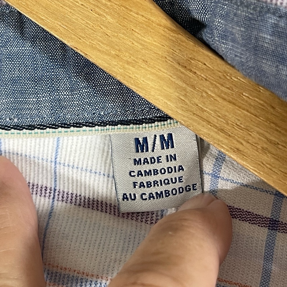 Tommy Bahama Shirt‎ Men's Medium Long Sleeve Coastline Cord Corduroy Plaid Blue - Picture 10 of 13